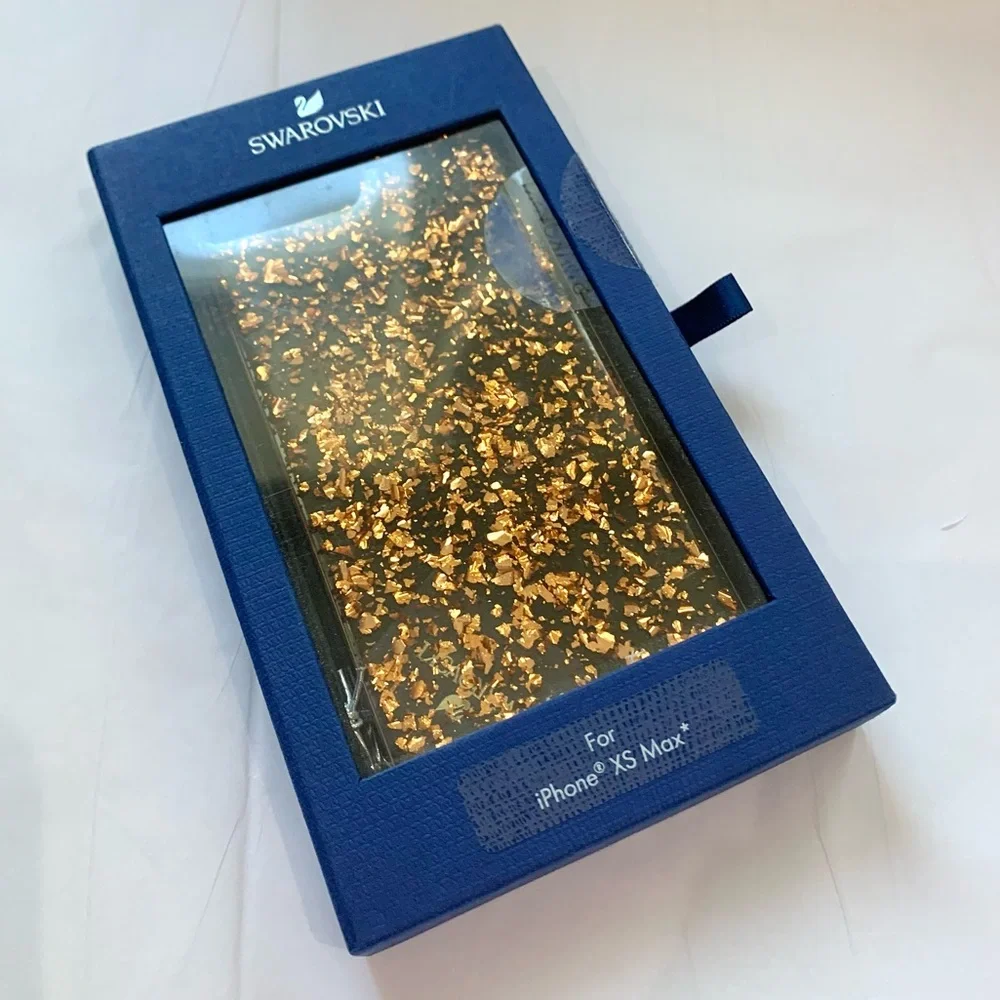 NEW Swarovski iPhone XS Max Case Gold Crystals Glitter Black NIB